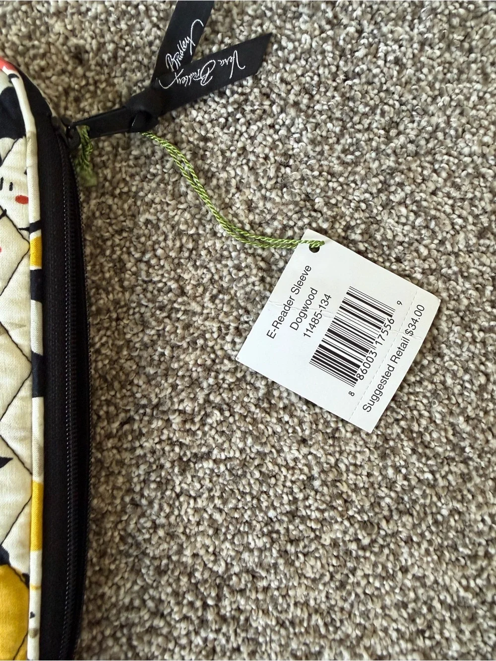 NWT Vera Bradley Yellow Floral Quilted e-reader Sleeve